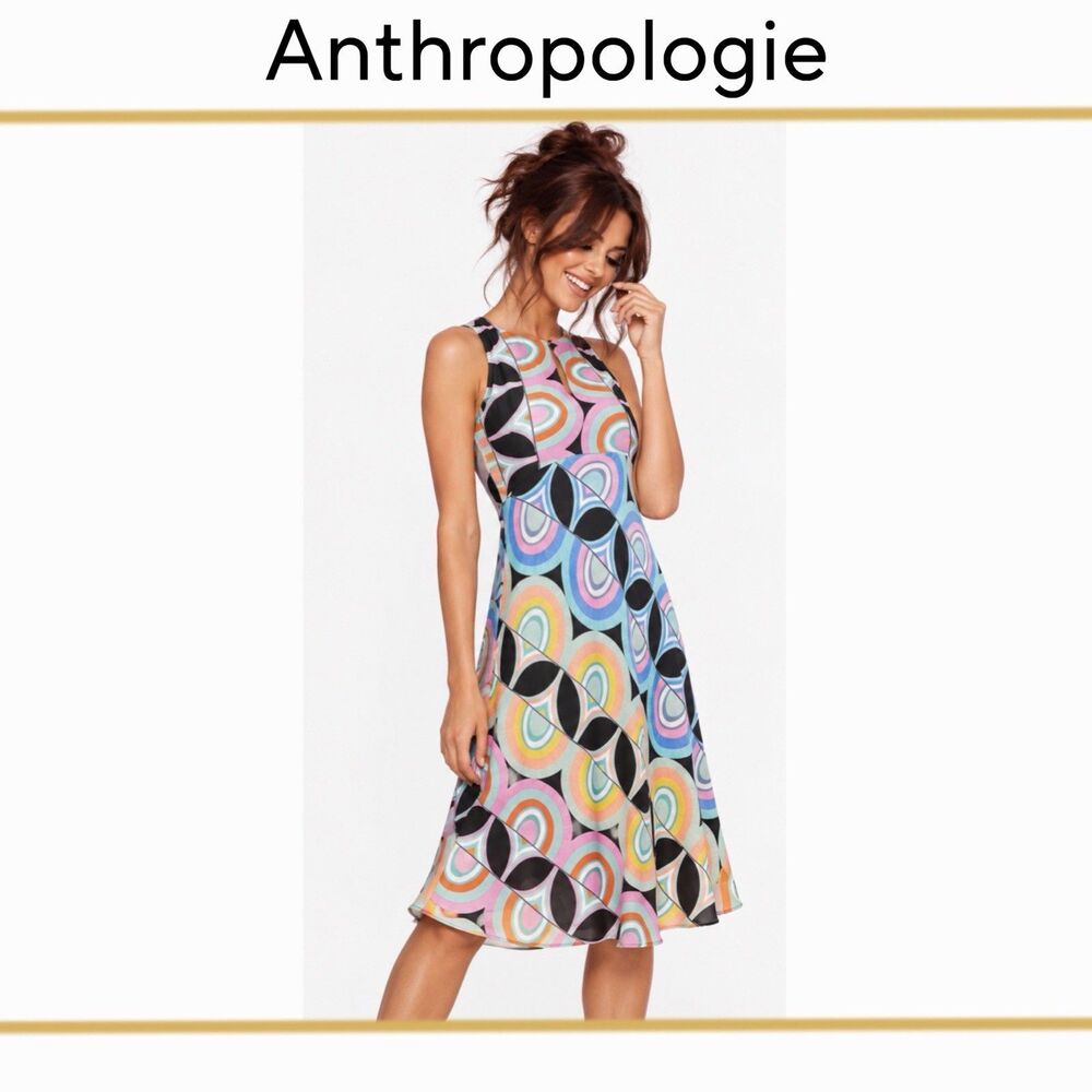 Anthropologie Kenzie Asymmetrical Dress 70s Inspired Retro Sleeveless Size 8 NWT